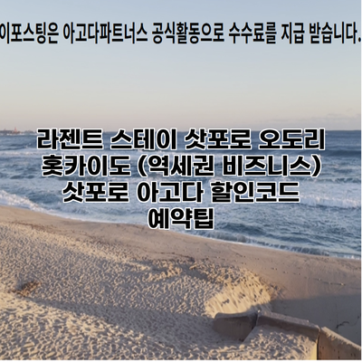라젠트 스테이 삿포로 오도리 홋카이도 (역세권 비즈니스) 삿포로 아고다 할인코드 예약팁